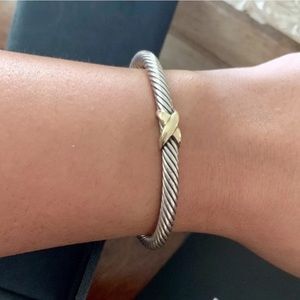 David Yurman Sterling Silver & 14K Gold X Bracelet